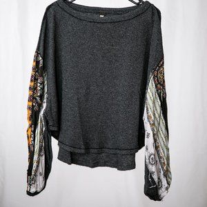 LIKE NEW Free People Gray Waffle Long Sleeve